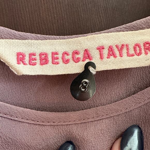 REBECCA TAYLOR | Dusty Purple Ruffle Neck Silk Camisole Balletcore| Size 8 - Picture 5 of 6